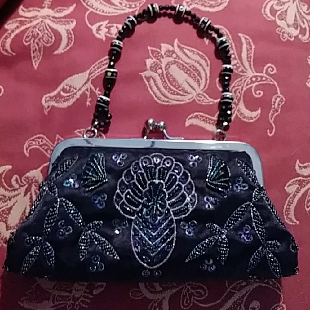Vintage Evening purse black sequins